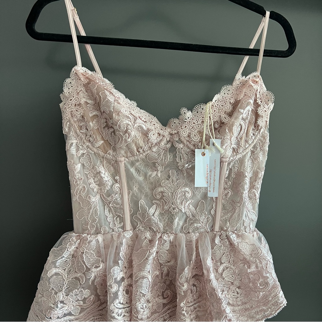 V. Chapman Ophilia Hushed Violet Lace Corset Gown Nwt Size 4 Wedding / Formal — image 6 of 8